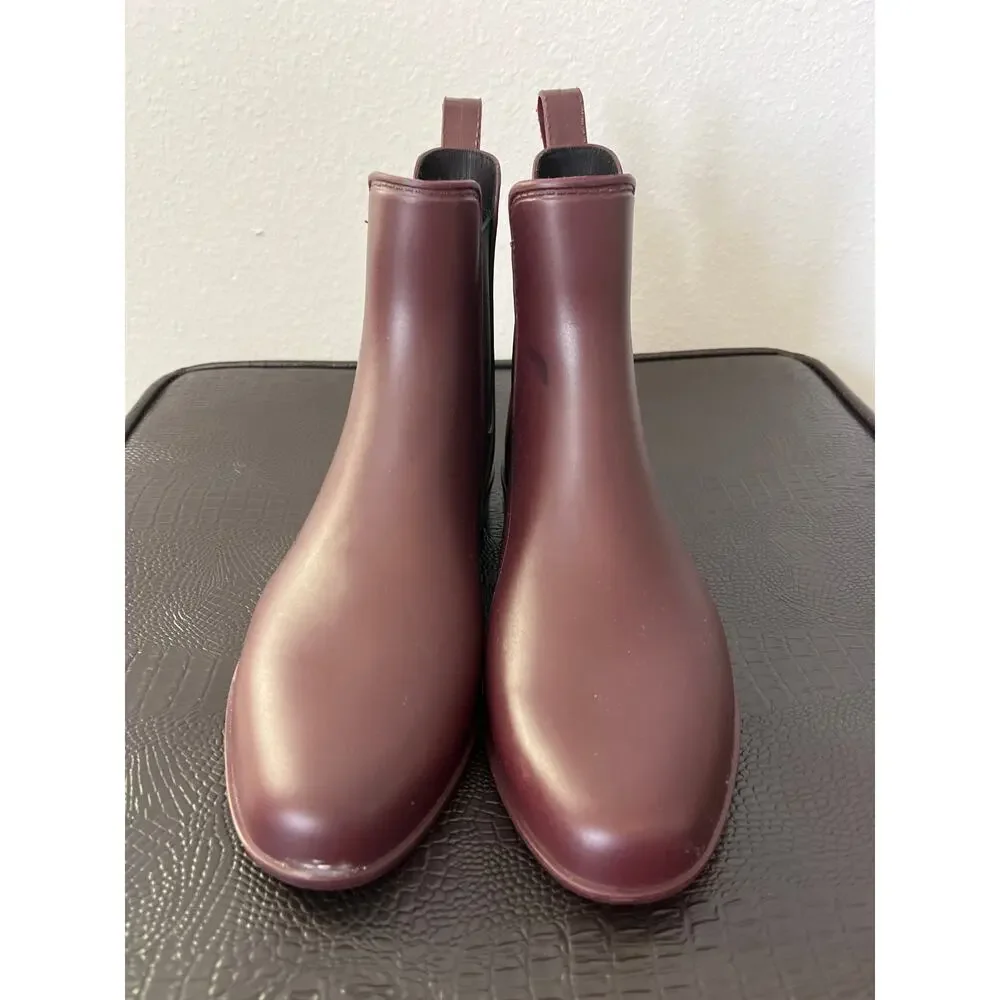 A NEW DAY Burgundy Ankle Rubber Rain Boots - Picture 5 of 9